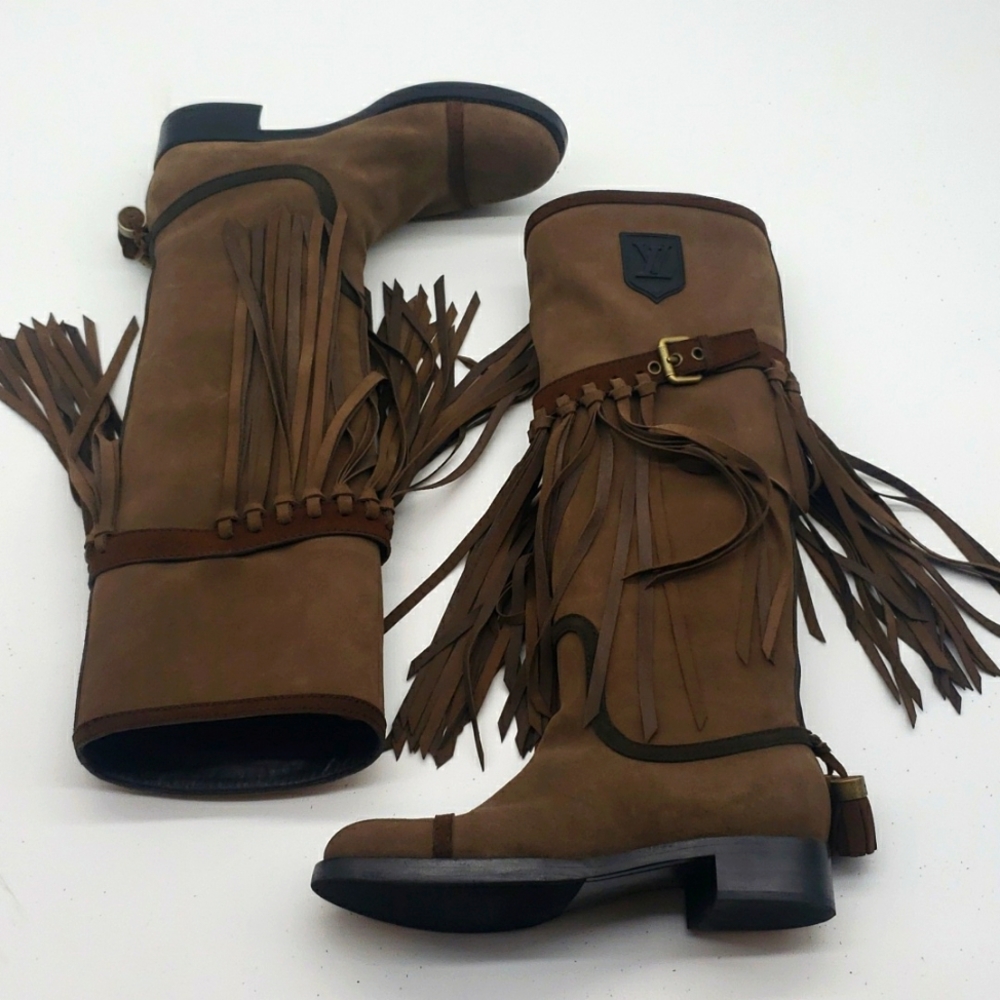 LOUIS VUITTON SUEDE BOOTS SIZE 39 COLOR BROWN 100% AUTHENTIC NEW NEVER BEEN WORN